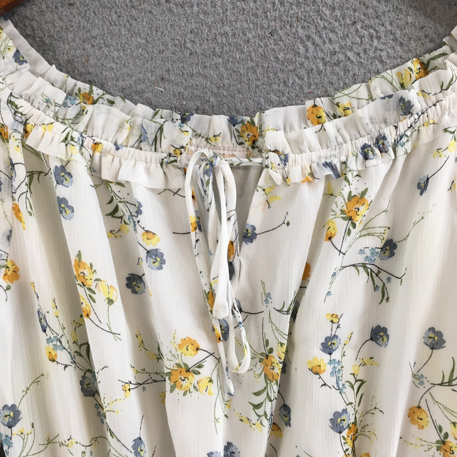 Pookie & Sebastian Ruffled Mini Dress Womens Small Off Shoulder Floral White