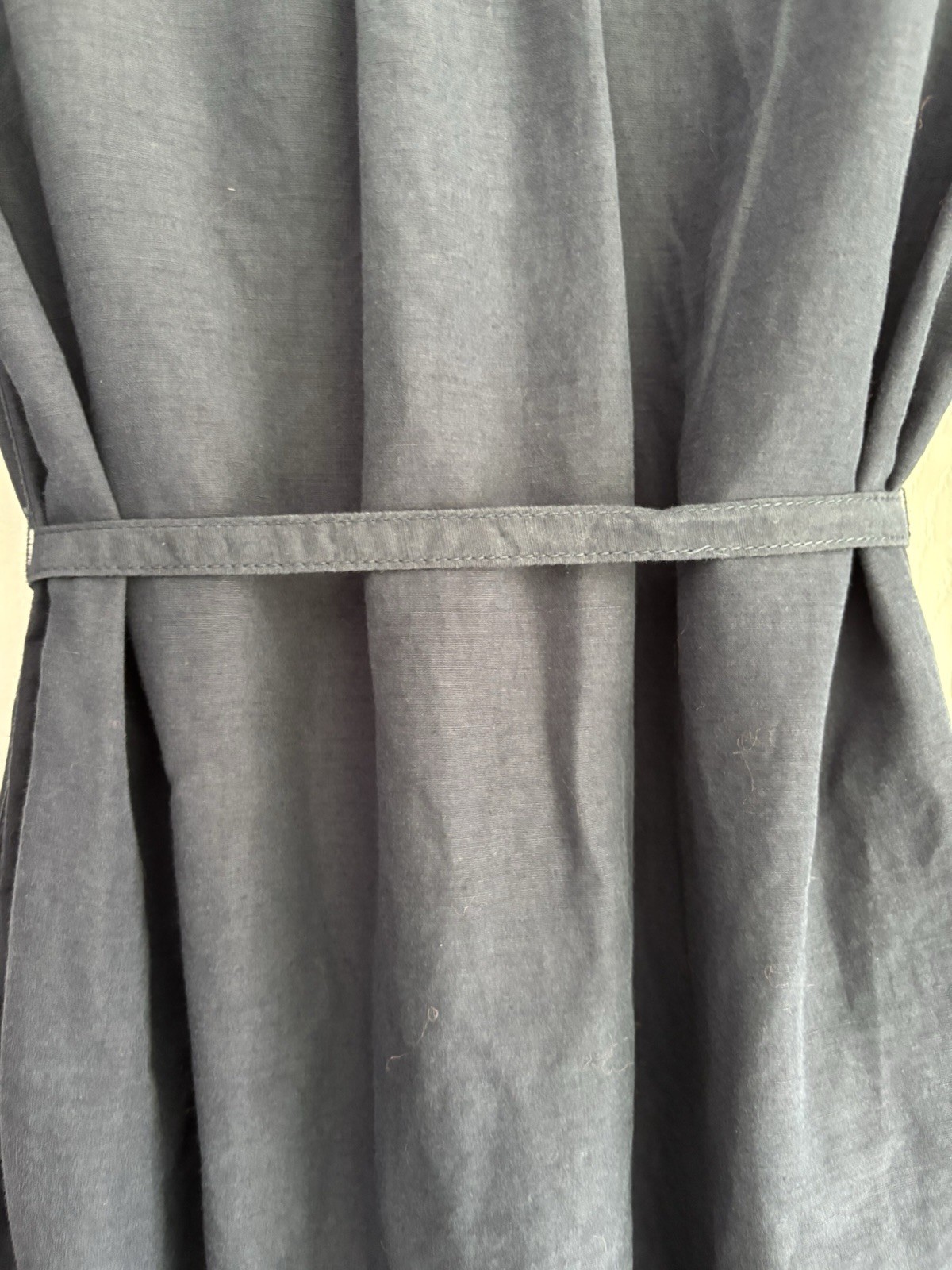 Vince Band Collar Pullover Dress Coastal Navy Linen sz XS/S Quiet Luxury Women’s
