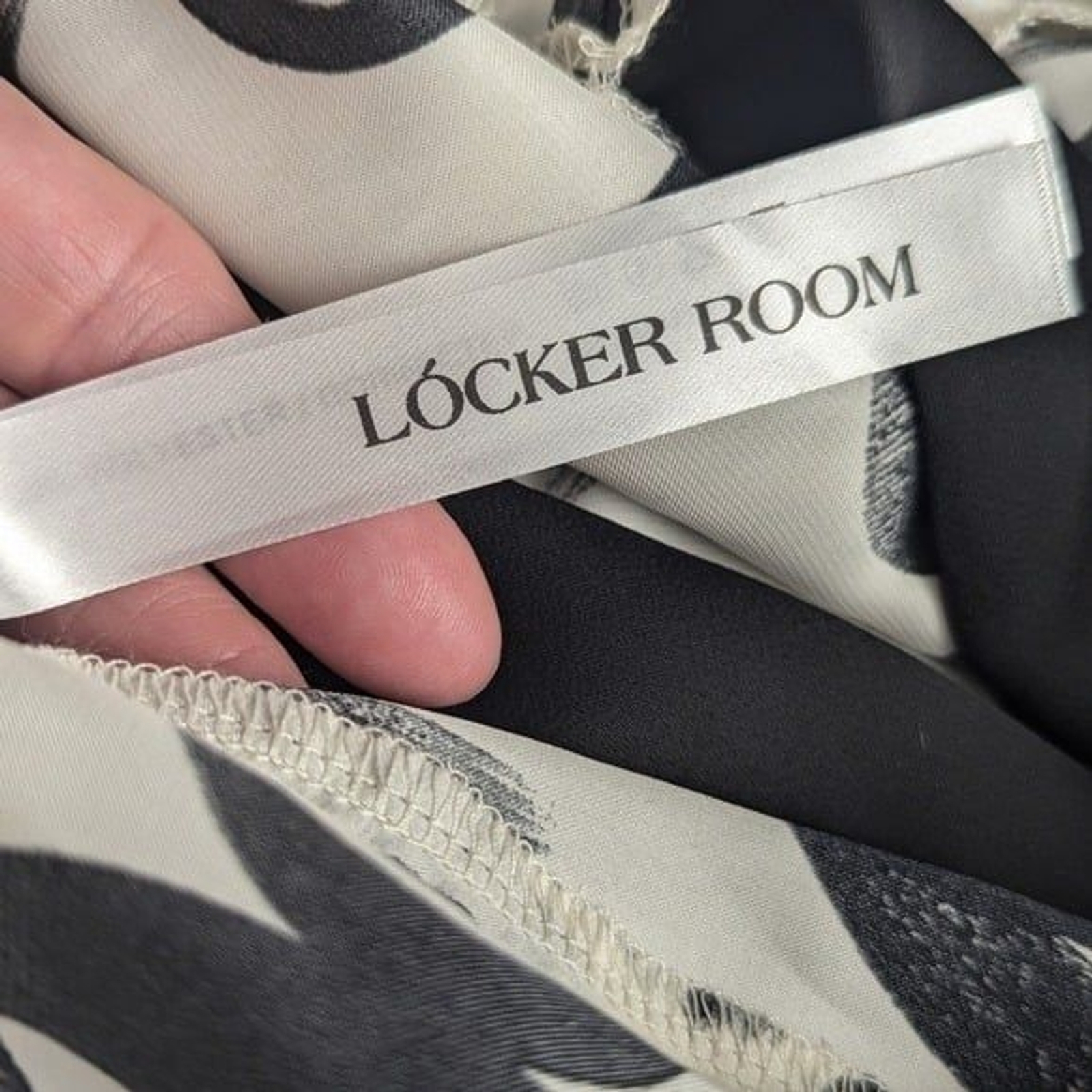 Locker Room Black White Graphic Print Open Back Belted Maxi Dress
