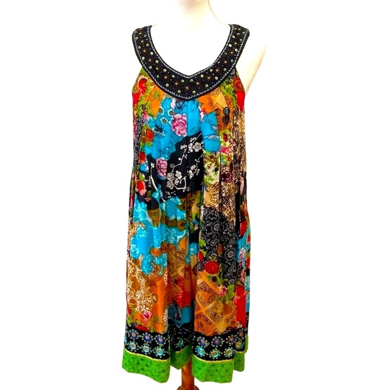 Vintage Dress Medium Y2K 100% Cotton Giorgio Kauten Butterfly Dress Art to Wear