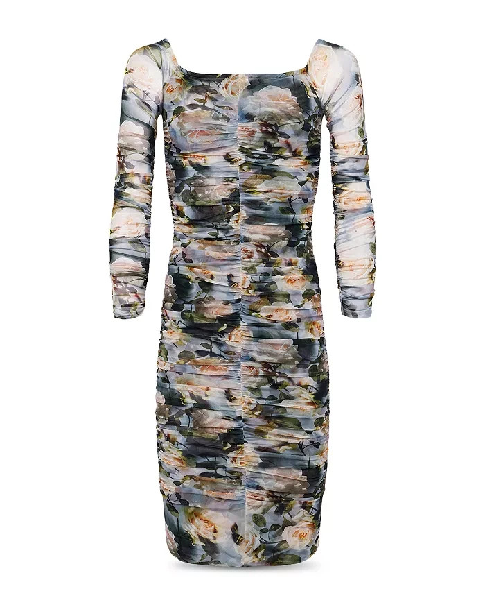 New, L’Agence Morgana Ruched Off The Shoulder Dress in Multicolor Sz M #MD1771