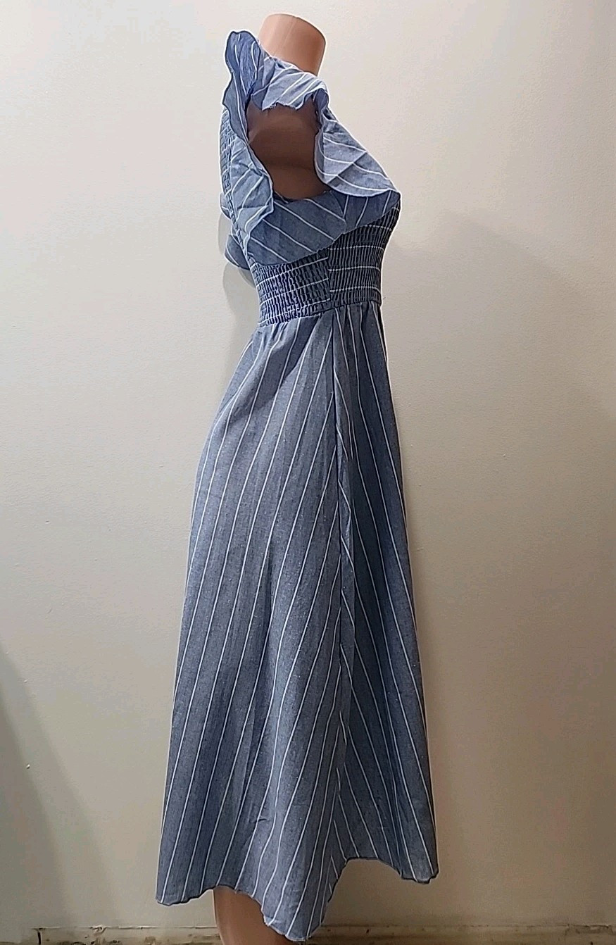 Nwt Blue With White Stripes Cupshe Women’s Sundress Size Medium