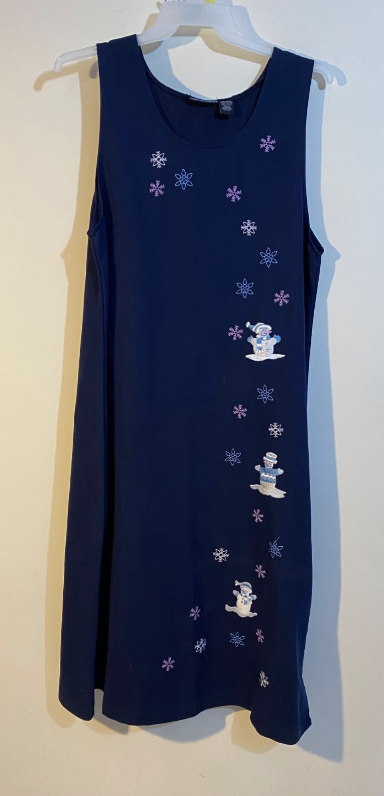 Fashion Classic Snowman Jumper Dress Silver-tone snowflake buttons size L/XL