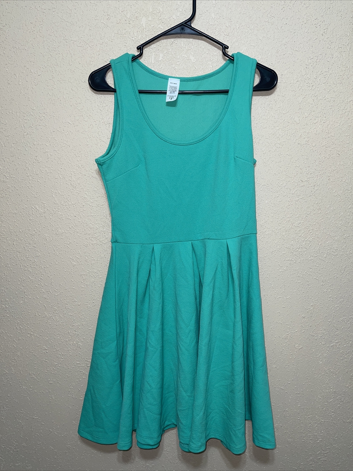 White Mark Solid Sleeveless Scoop Neck Dress GREEN M NEW