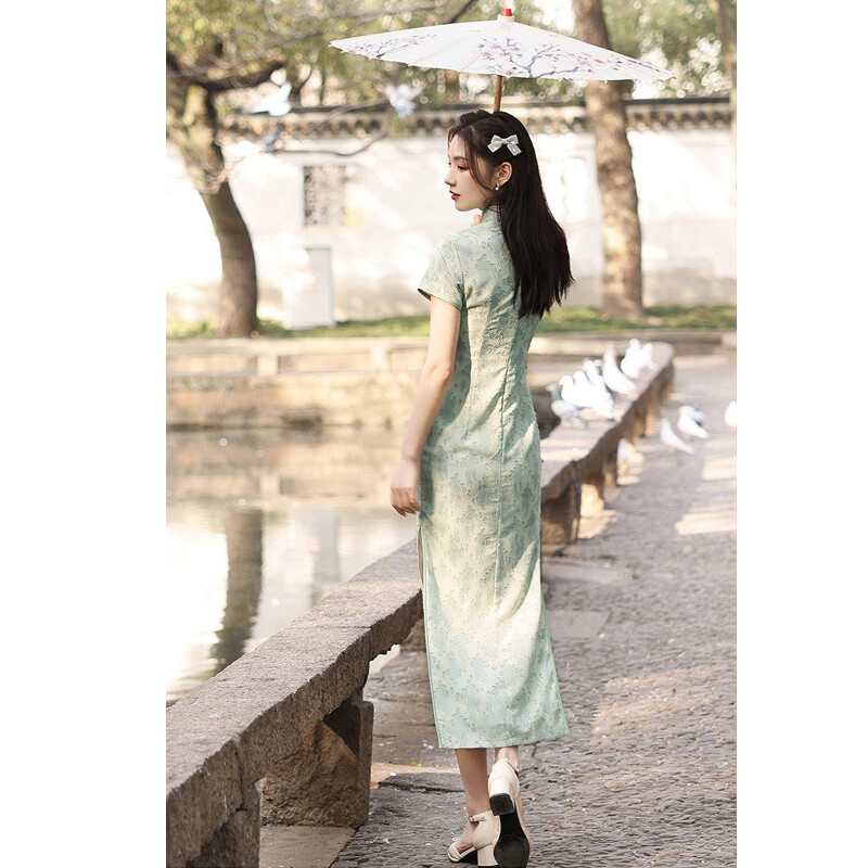 Elegant Modern Improved Cheongsam Dress Women Summer Qipao Mandarin Collar Party