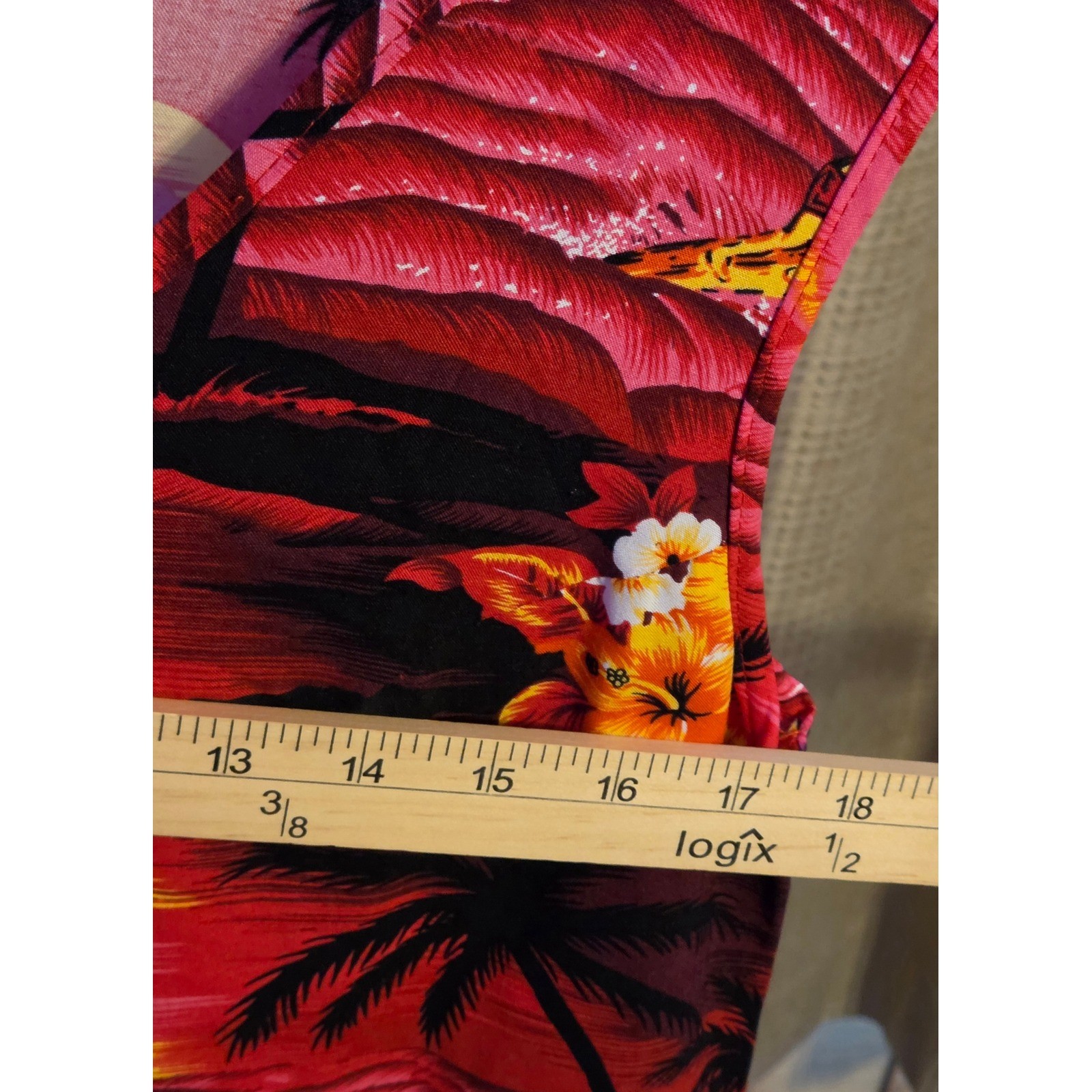 NWT Palmwave Sleeveless Hawaiian Print Dress Womens Size Large Drawstring Waist