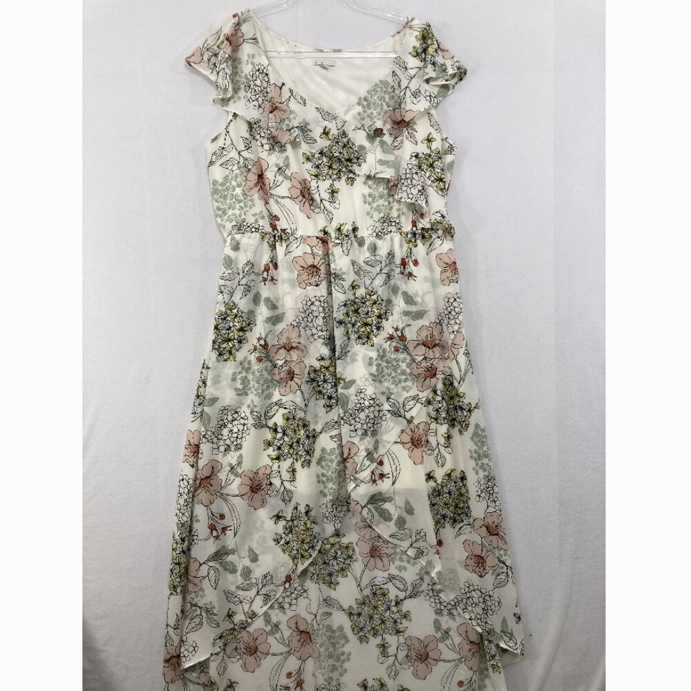 C Est. 1946 size XL Floral Ruffle Feminine High Low Midi Dress Romantic Vacation