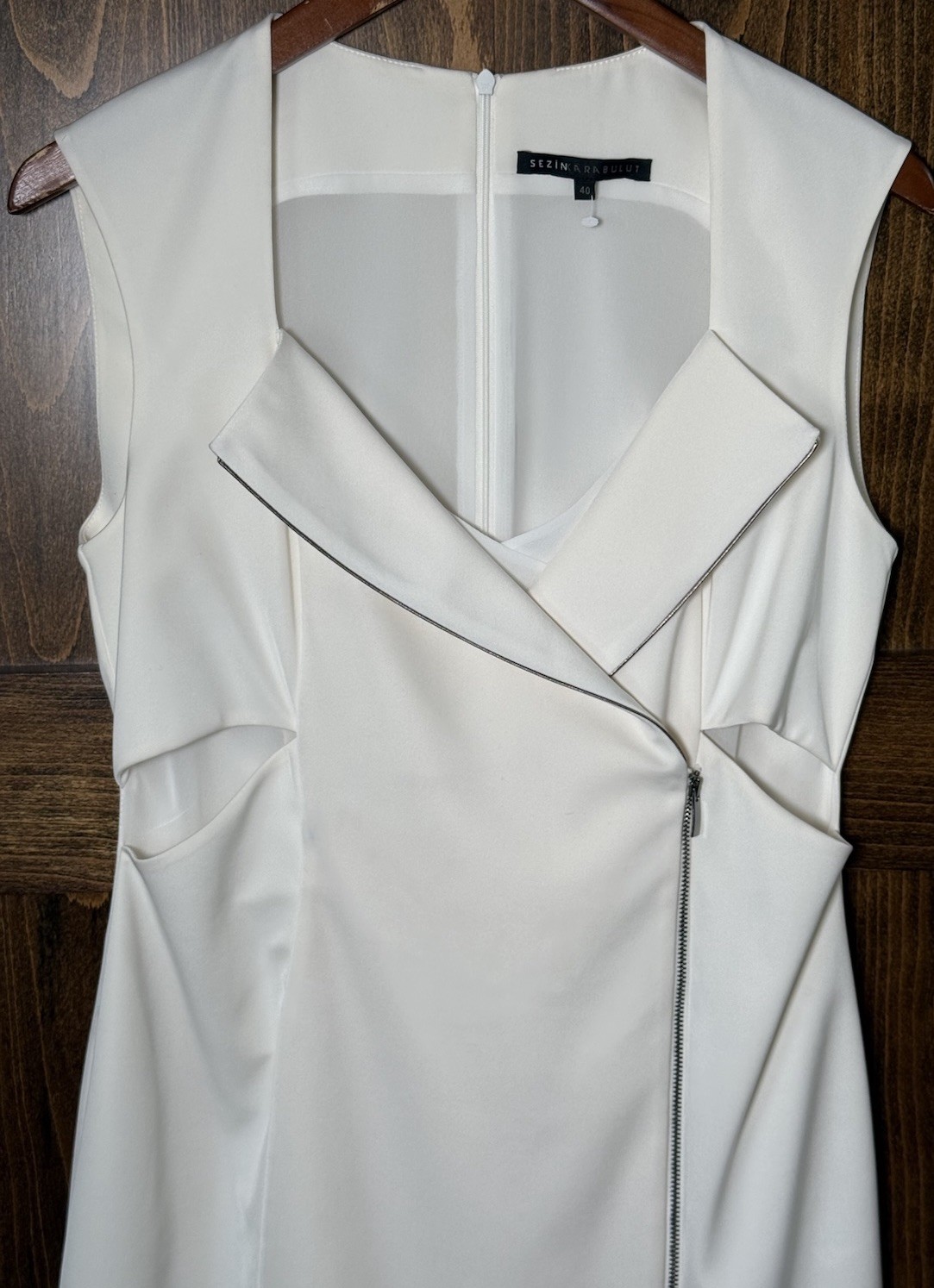 Sezin Karabulut Cocktail party wedding evening sexy Sheath Dress Cream 40/8 NEW