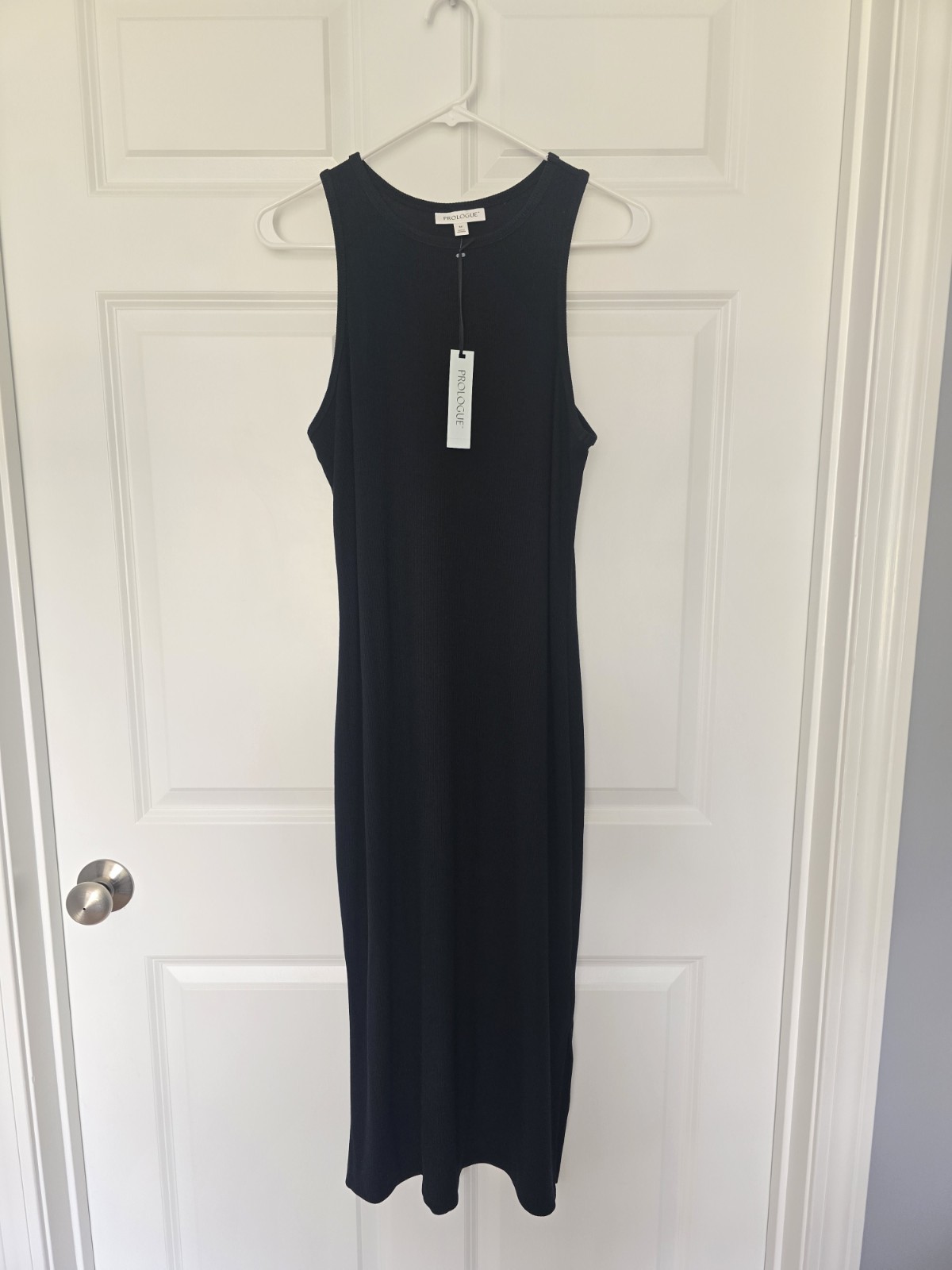 New! Womens Black Midi Ribbed Tank Dress- Med