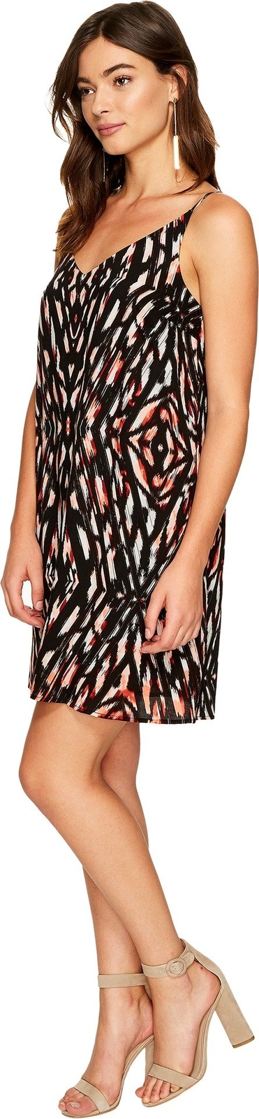 1.STATE Womens Printed A-line Slip Dress, Black, Medium