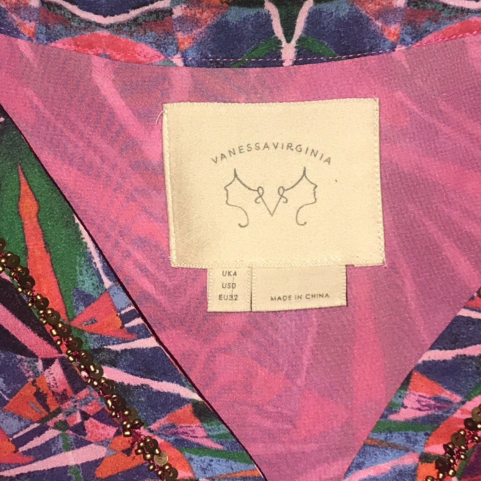 Anthropologie Vanessa Virginia Pink Multi-Color Tribal MURAL Midi Dress Size 0