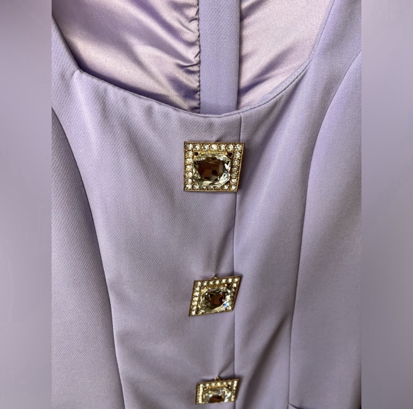 Solid Purple Lined Mini Dress Square Neck Sleeveless Button Front Back Zip M