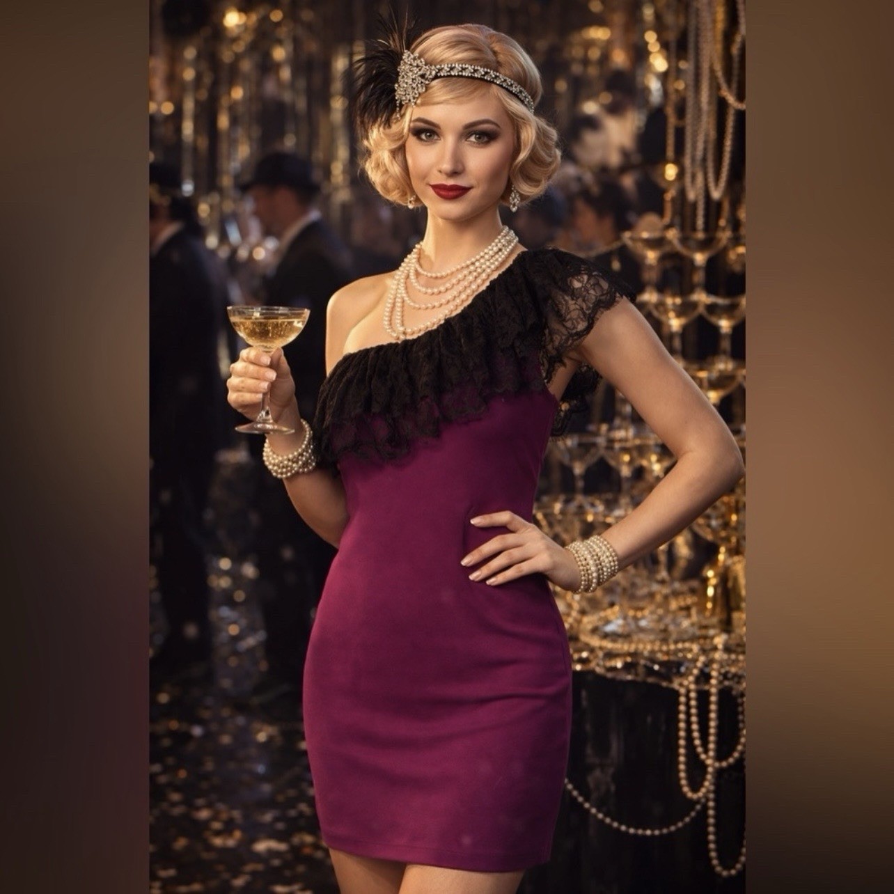 Jay Godfrey Lace One Shoulder dress Gatsby party Size 8 June Sale