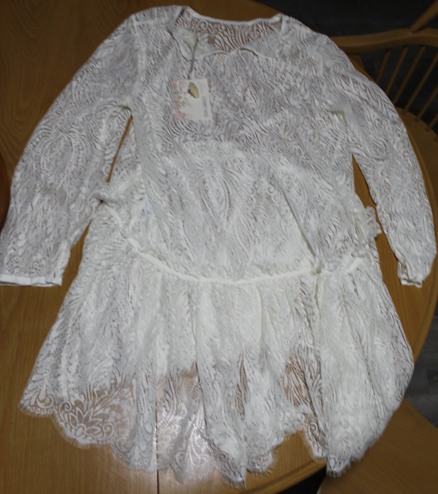 NWT Johnny Was Rai Lace Dress L35917-D Ivory White Size L MSRP $328
