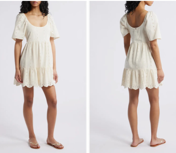 NWT Rip Curl San Carlos La Joya Embroidered Mini-Dress Ivory Medium ***READ***