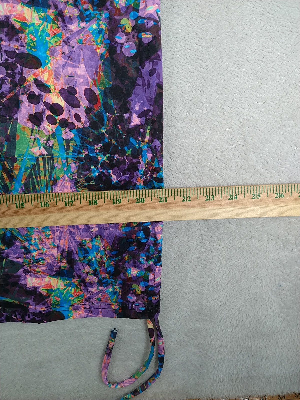 CVG Constantly Varied Gear Dress Size M/L Purple Pop Art Psychedelic Ruched Hem