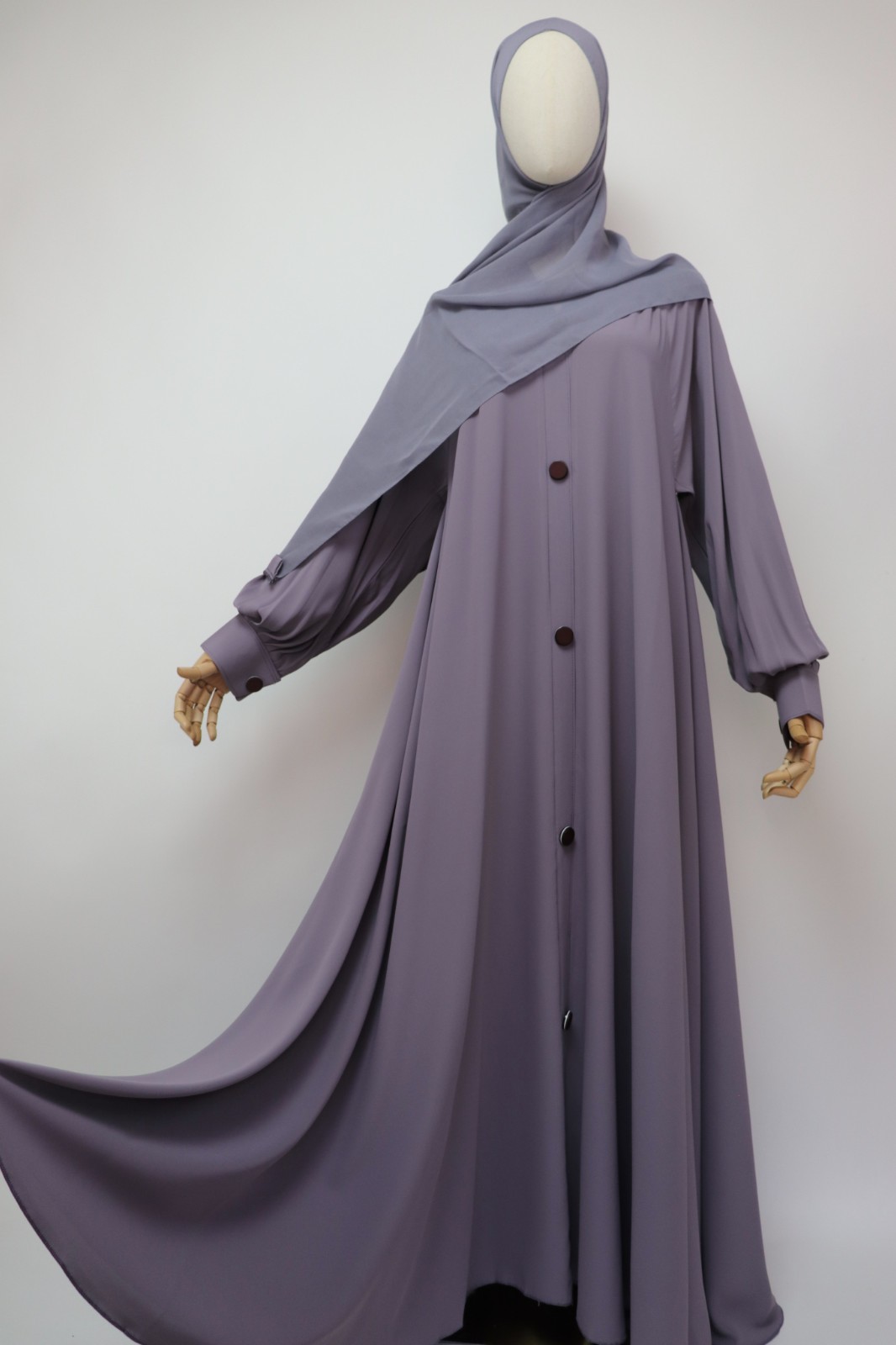 Dubai Abaya Closed Cuffed Flare Umbrella Abaya Muslim Modest Dress Soft Lilac