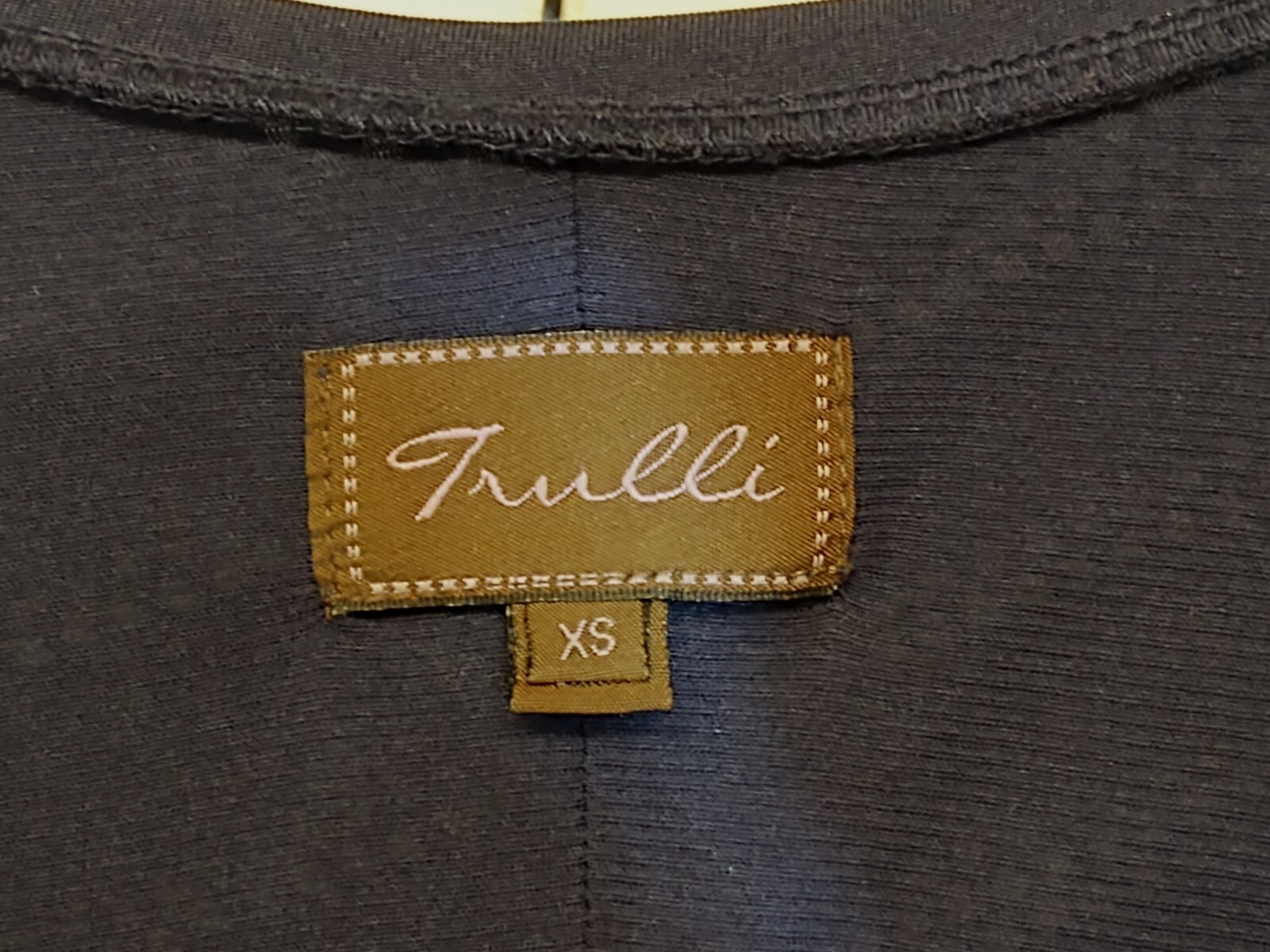 TRULLI Maxi Dress Navy White Size Small Diagonal Stripe Lined Pointelle