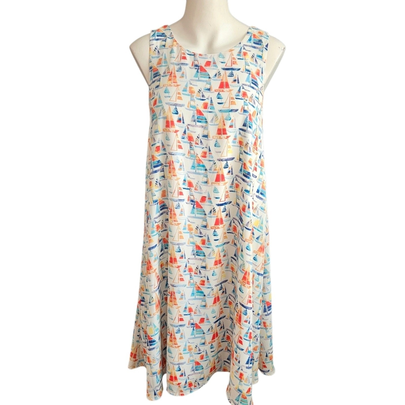 Hatley Dress Sz Med Sailboat Print Lined Coastal Summer Resort Beach