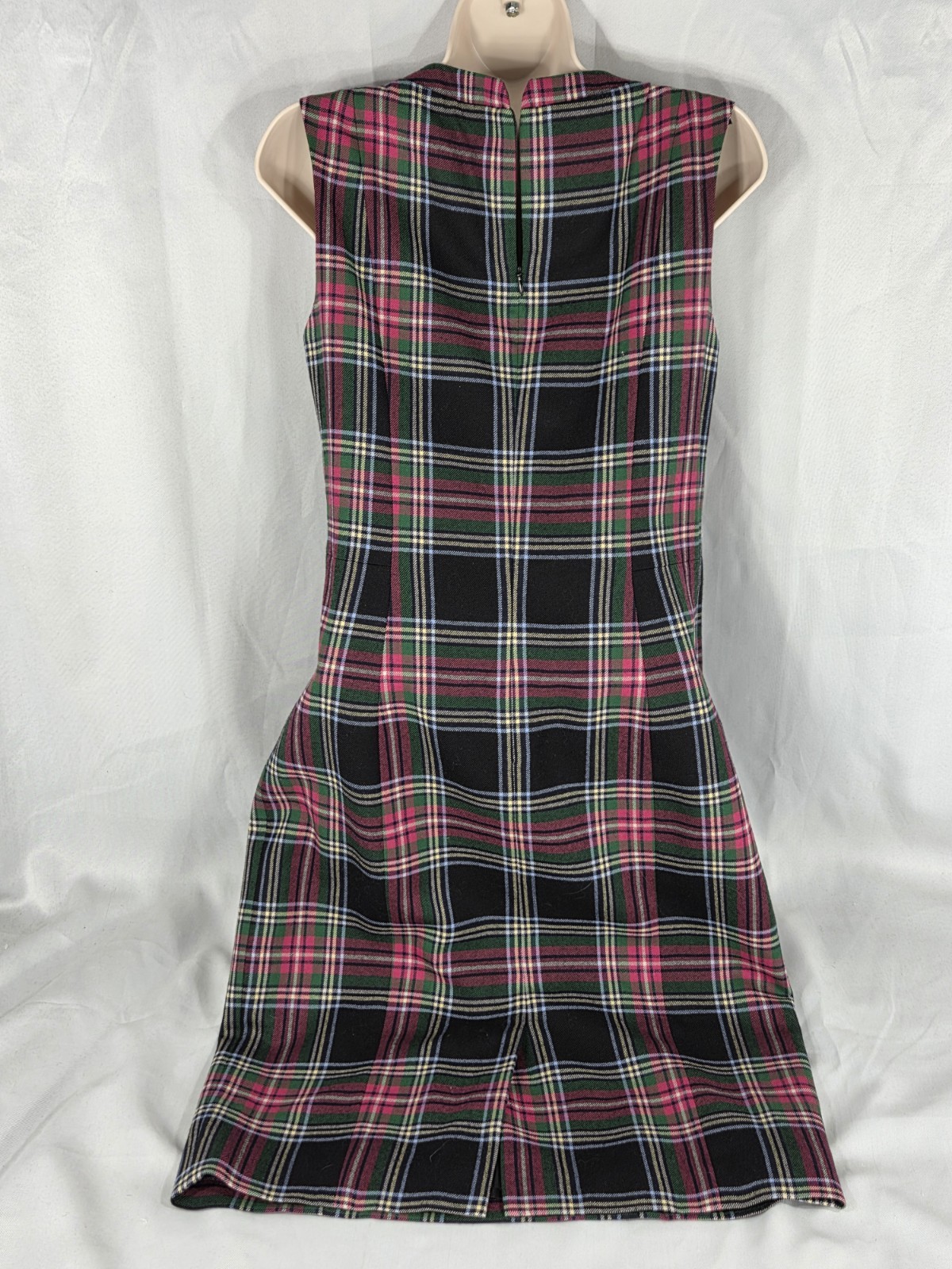 Pendleton VTG 100% Virgin Wool Green Red Plaid Jumper Dress Womens Sz 4 USA Made