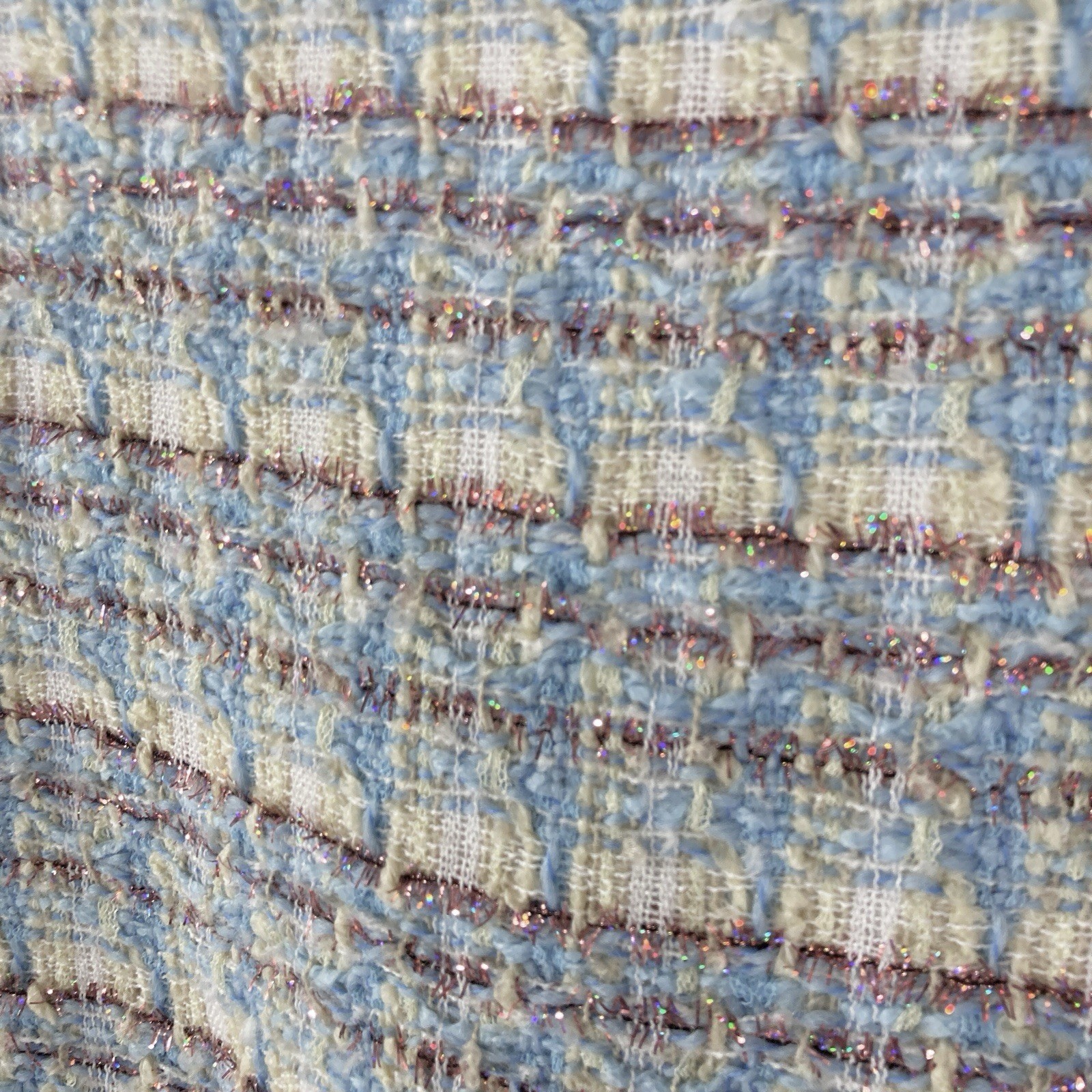 Euro Wool Tweed Pearl Button Front Woven Baby Blue Retro Dress Womens M NWT $140