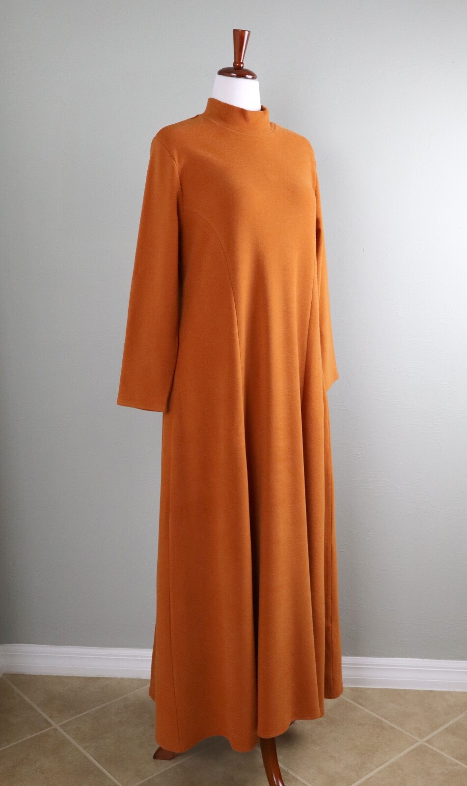 SOFT SURROUNDINGS $130 Marsilia Soft Stretch Mock Turtle Neck Maxi Dress Large