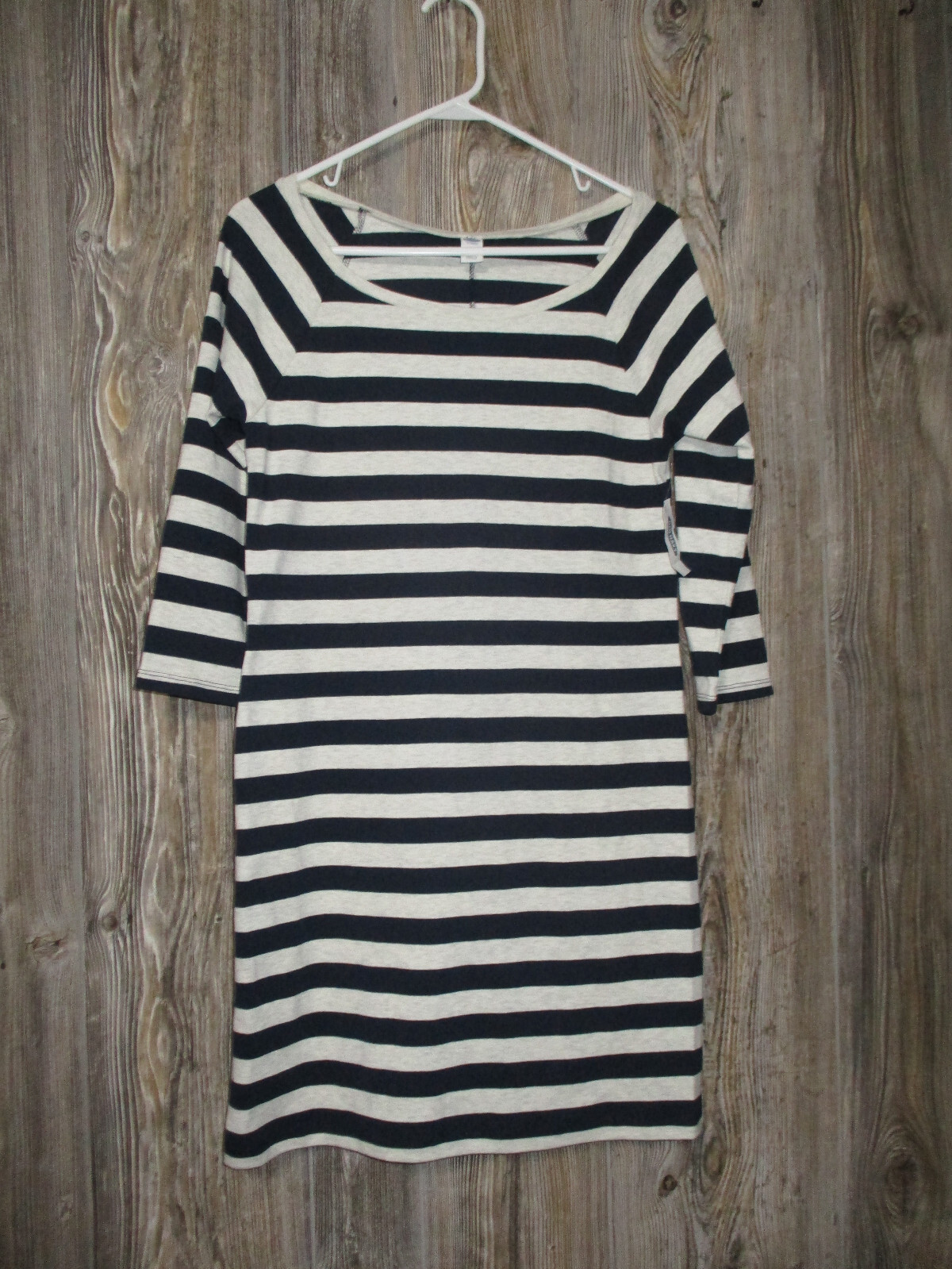 Old Navy Womens Ivory Navy Blue Stripe Dress Sz Medium Petite MP NWT Fisherman