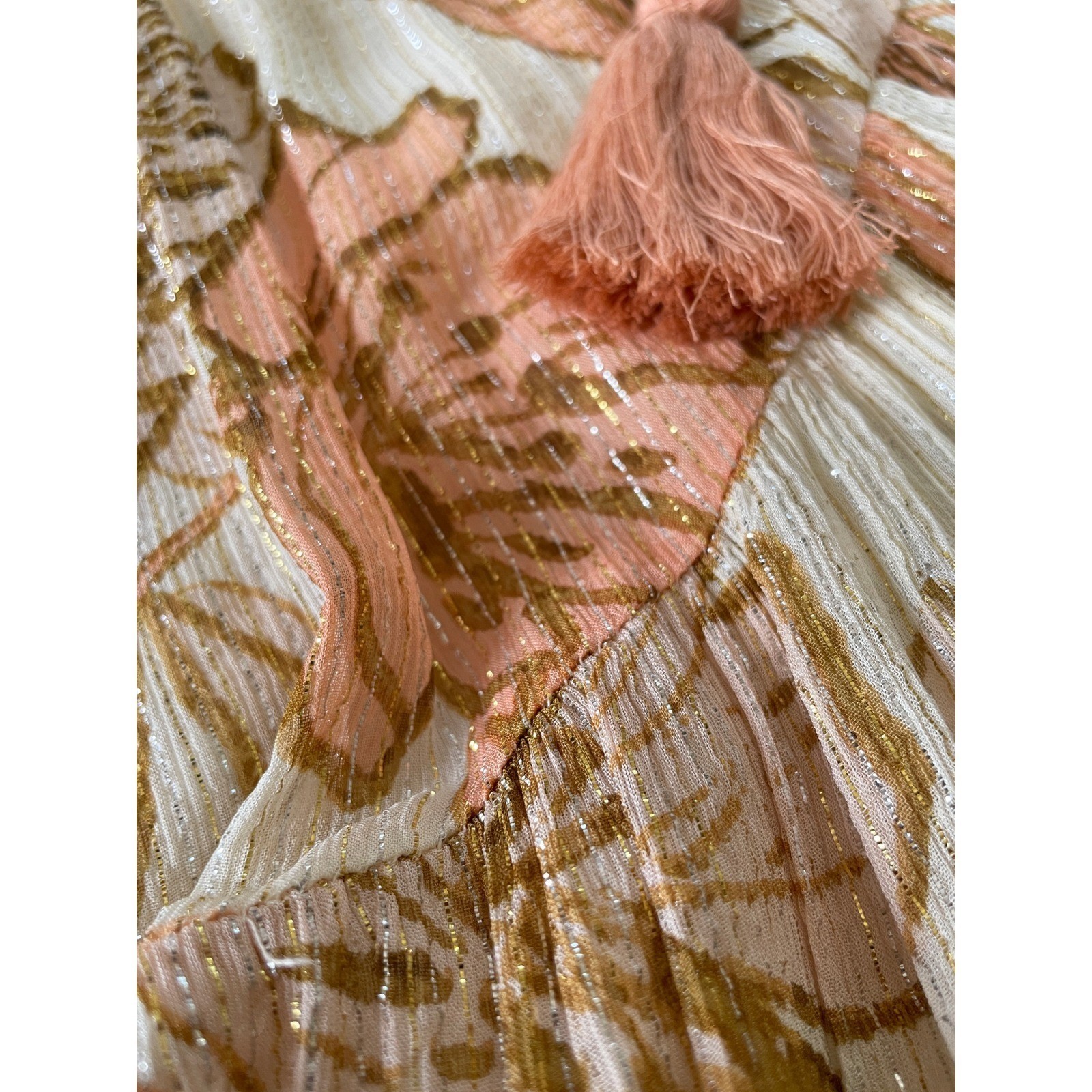 Free People Bare It All Metallic Lurex Floral Maxi Dress L Open Back OB1154918
