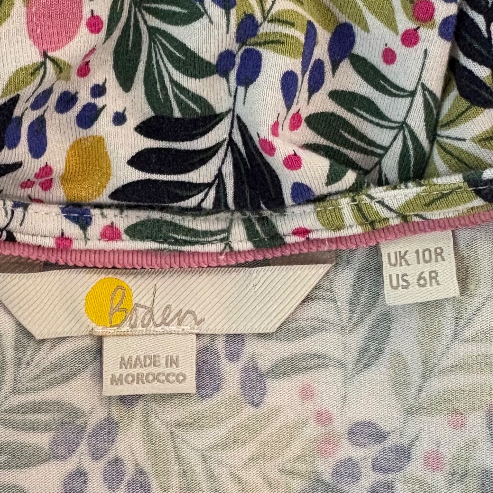 Boden Floral Short Sleeve Stretch Fit & Flare Boho Tea Dress Size US 6R Pockets