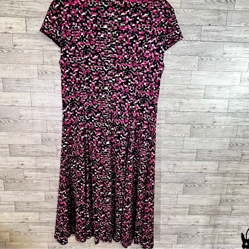 Laura Jeffries Pink,Black,White Multi-Blocks Dress -Size 12 Fit & Flare Stretch