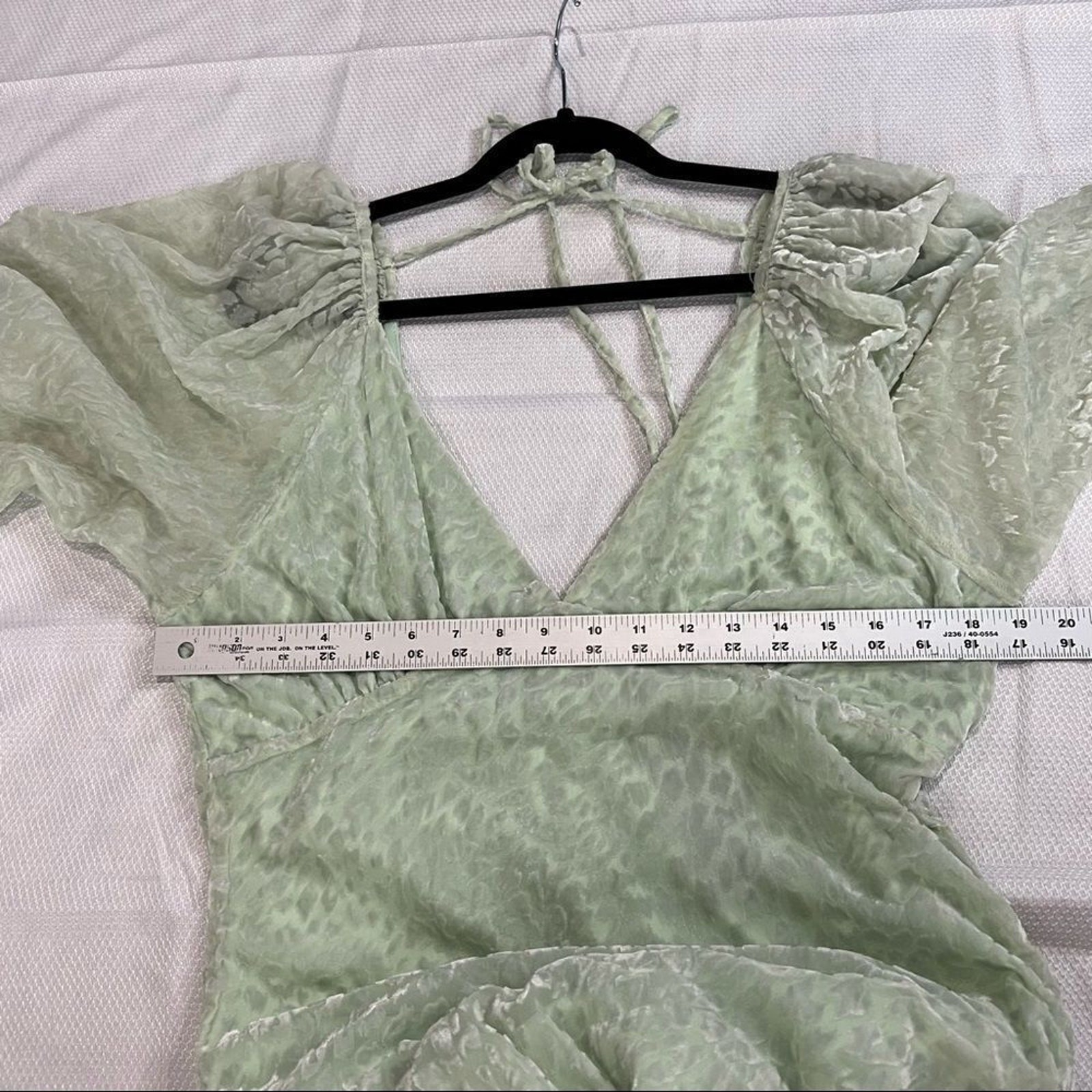 Nasty Gal Mint‎ Devore Maxi Dress Billow Sleeves Womens 8 NWT