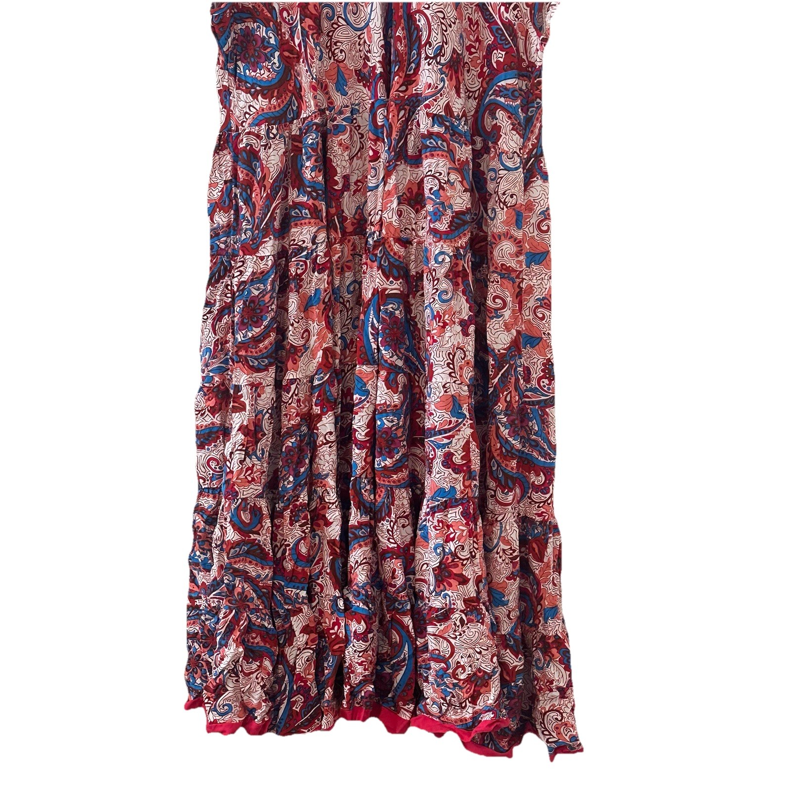 Soft Surroundings Boho Kara Tiered Midi Dress Red White Blue Pink Plus Sz 3X