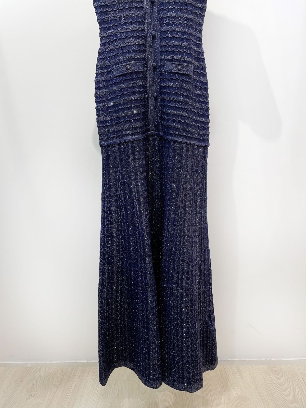 🎁AUTHENTIC Sandro Women Puff Sleeves Round Neck Knit Slim Sweet Long Dress SML