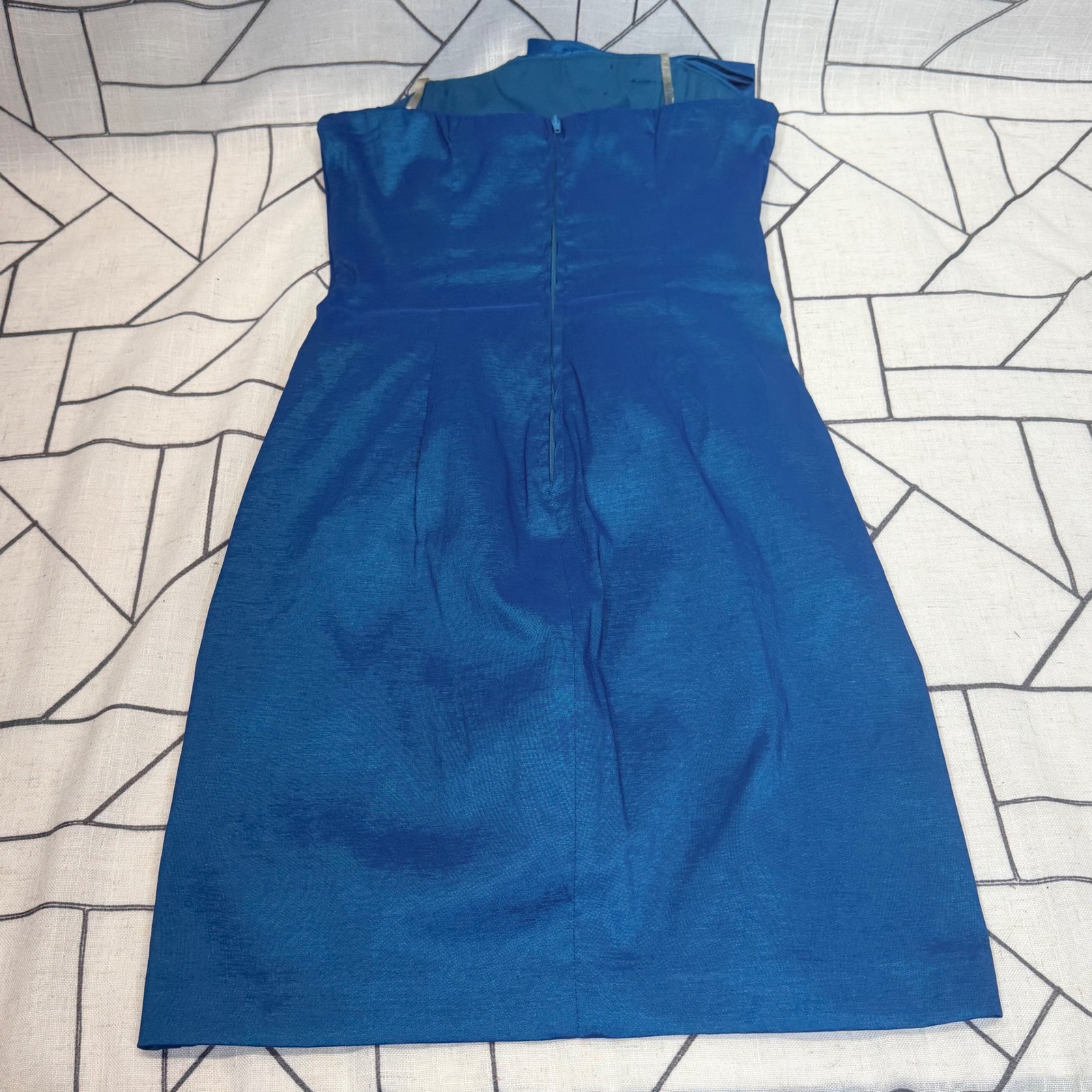 Teeze Me Blue Strapless Rhinestone Bow Ruched Mini Dress Size 7 Style 46709221