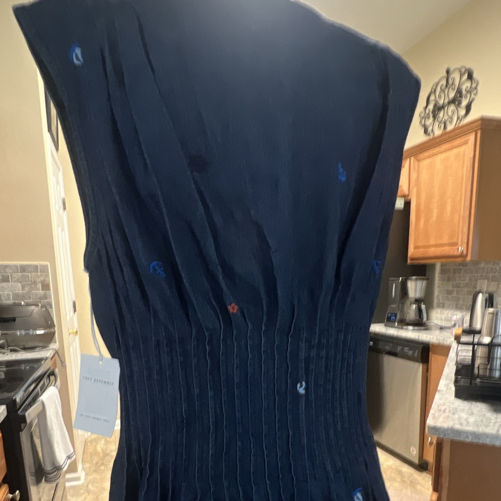 Free Assembly Women’s Blue Solid Denim V-Neck Sleeveless Button Maxi Dress M