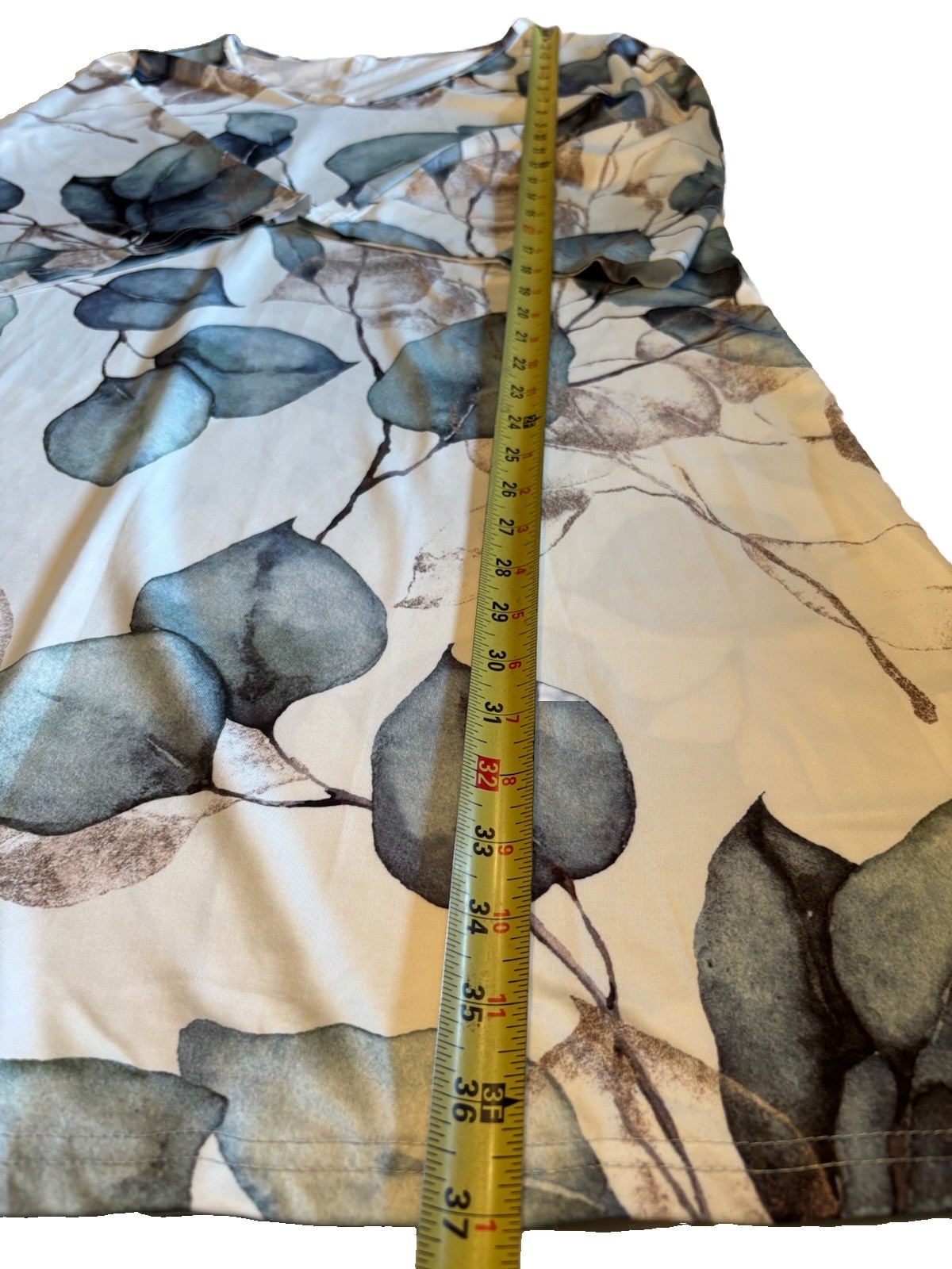 Leaf Print Dress SIZE XXL 95% Polyester Mini Knee Length 3/4 Bell Sleeves