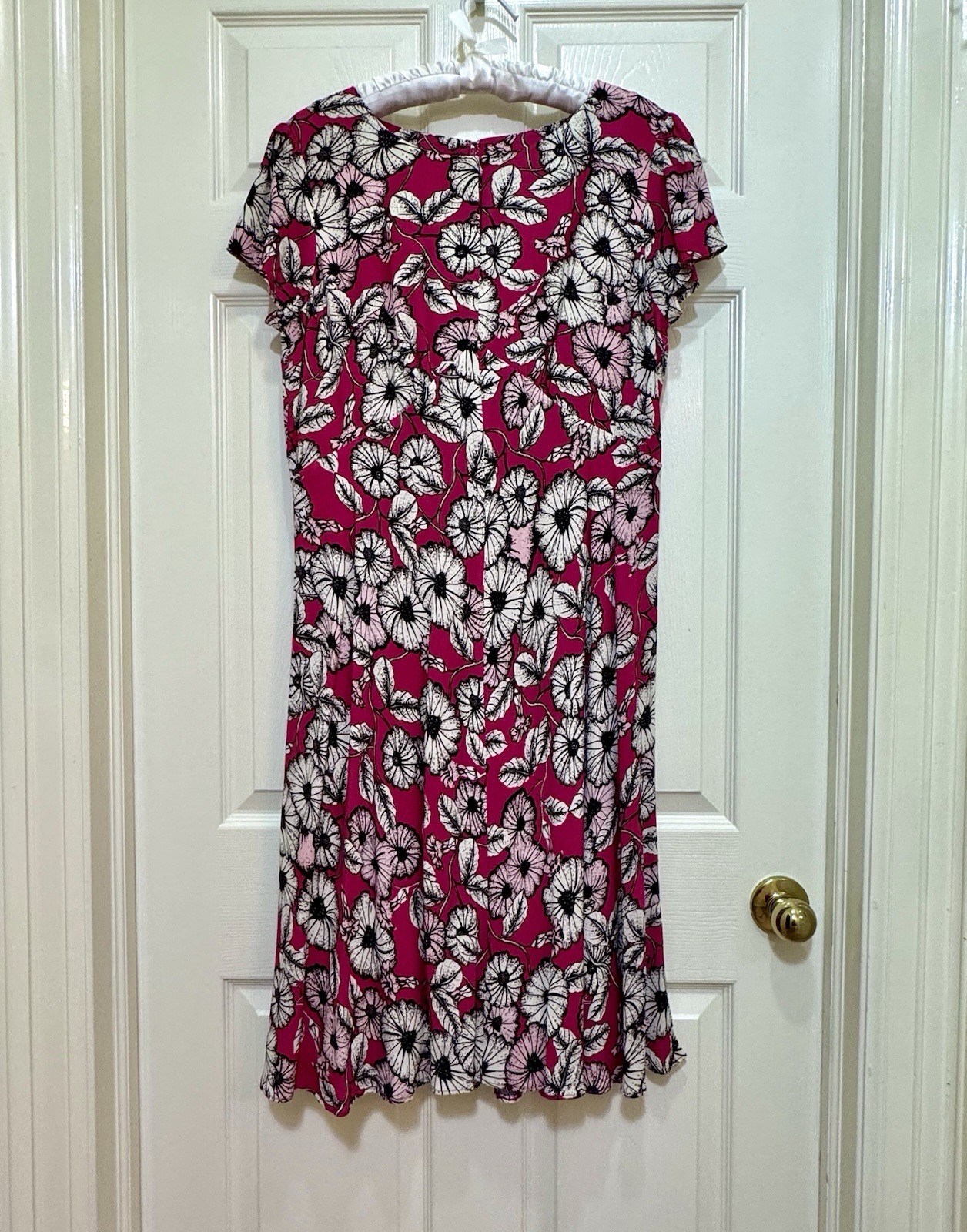 NWT Talbots Floral Sheath Midi Dress Pink Black White Lined Size 12