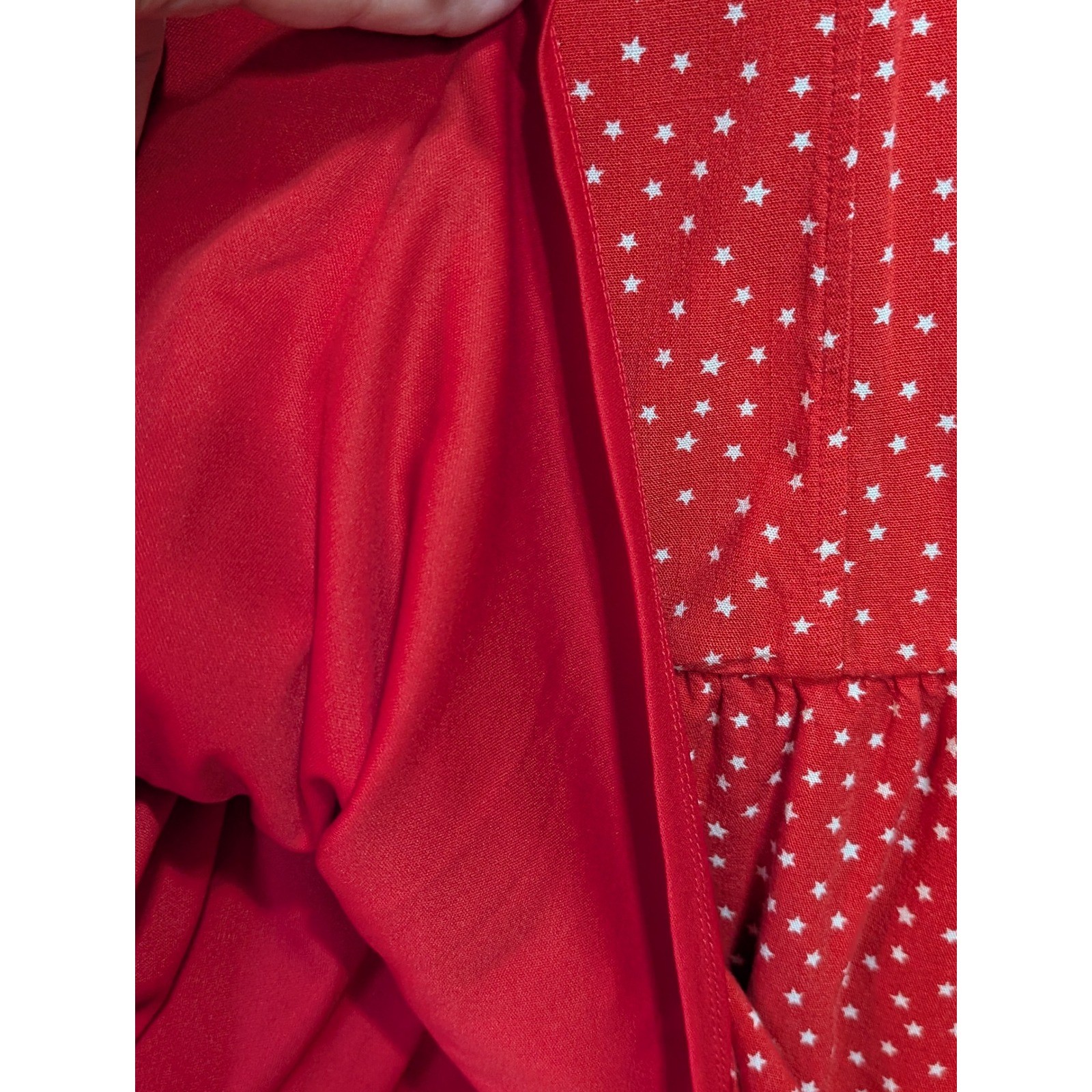 Wild Fable Red Star Print Tie Front Mini Dress Womens Medium Smocked Back