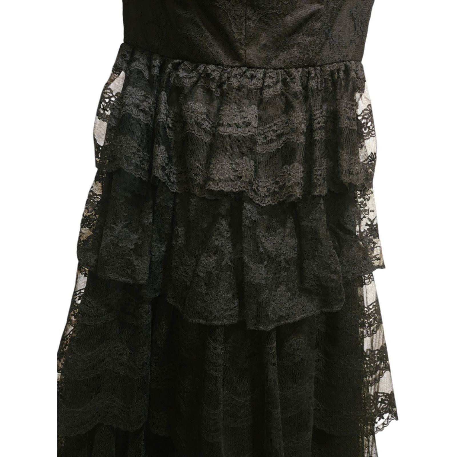 Vintage TD4 by Eletra Strapless Black Lace Tea Lolita Dress Size 5/6 Wednesday