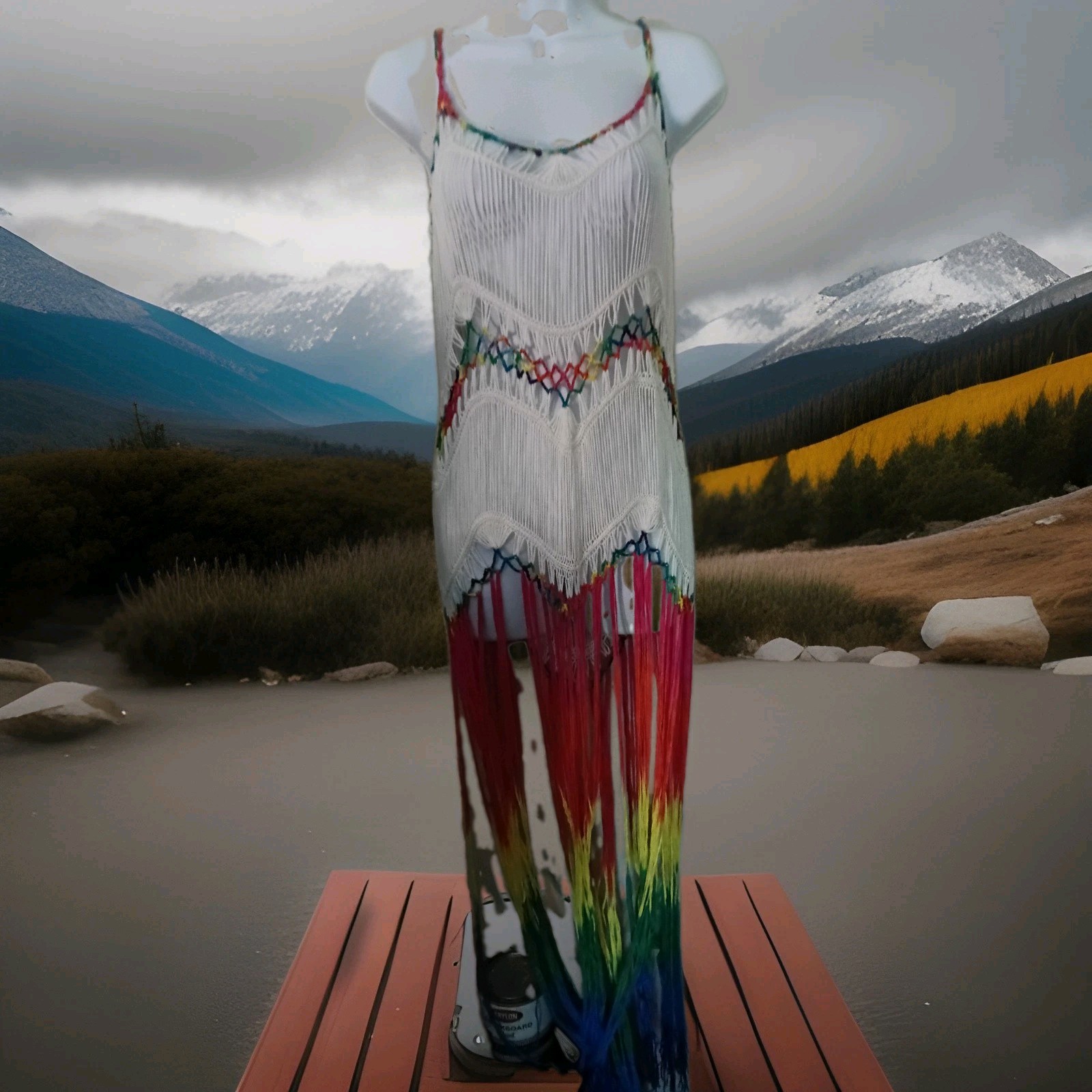 String Dresh Crochet Multi Color Festival Dress Women’s Os