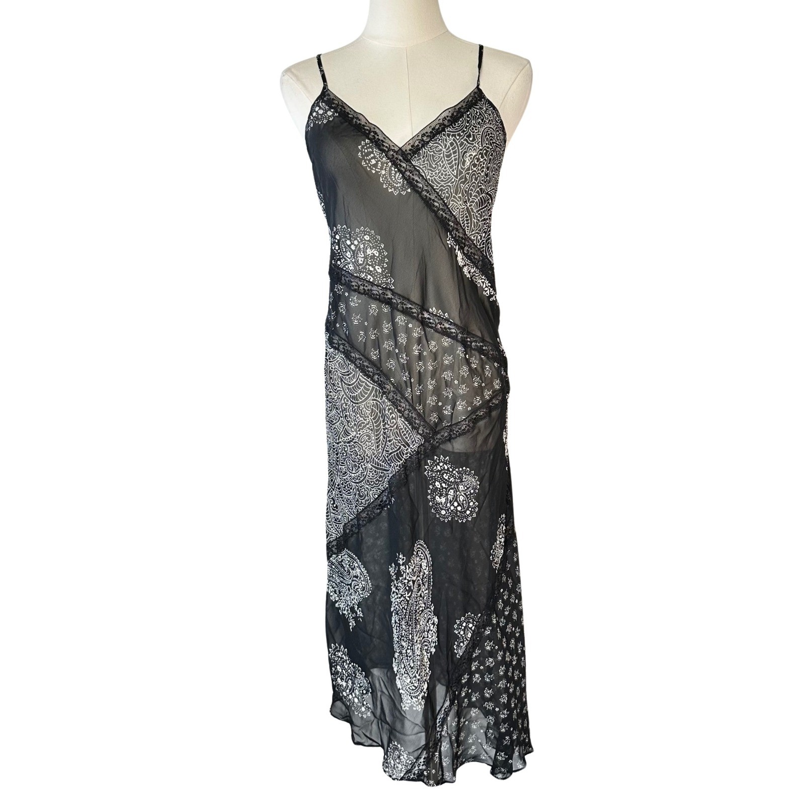 Vintage Laura Leigh Y2K Slip Dress Women S Whimsigoth Sheer Patchwork Witchy