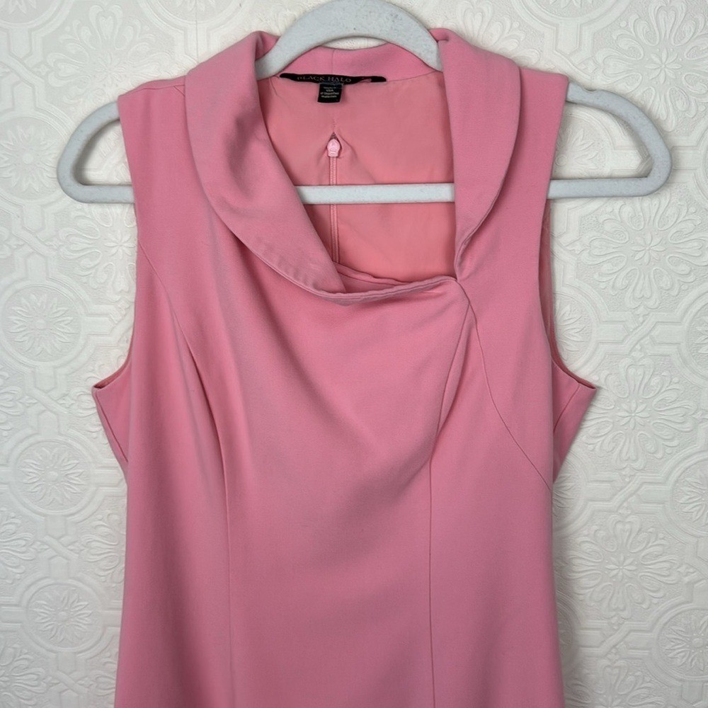 Black Halo Asymmetrical Light Pink Blaze Sheath Dress Sleeveless Collar Career