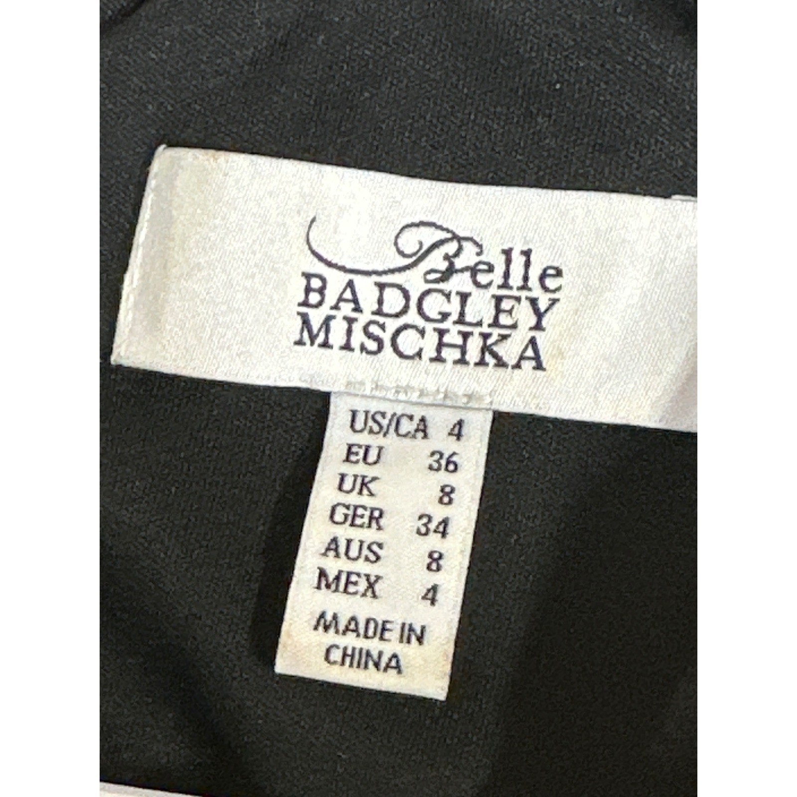 Belle Badgley Mischka Black Sequin Formal Gown V Neck Sleeveless Dress Size 4
