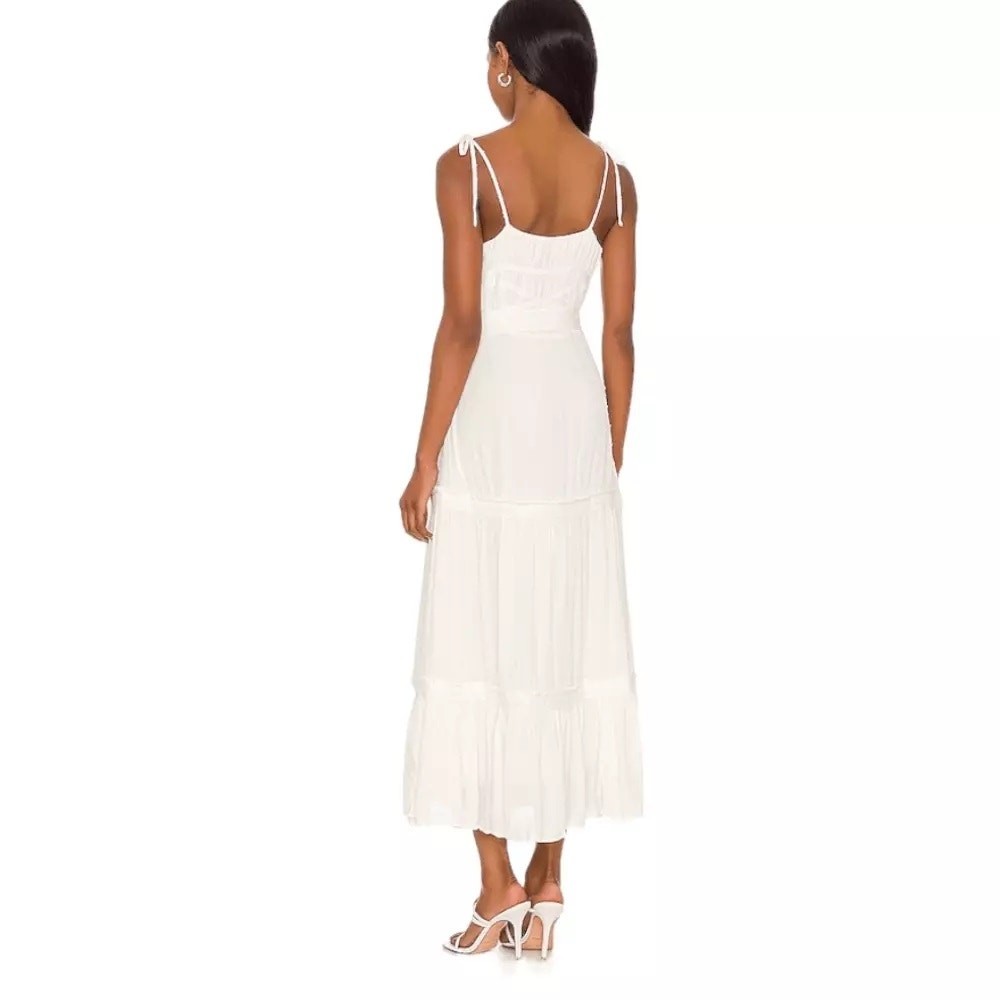 PAIGE NWT $249 Inesa White Swiss Dot Midi Dress SASH MISSING Size XS