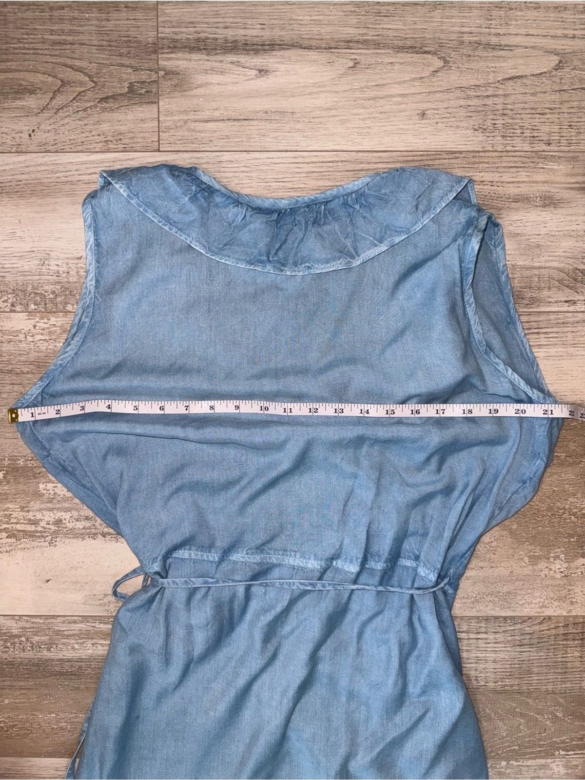 Wrap Ruffle Maxi Dress XL NWT Blue Denim Chambray Look Style Envy