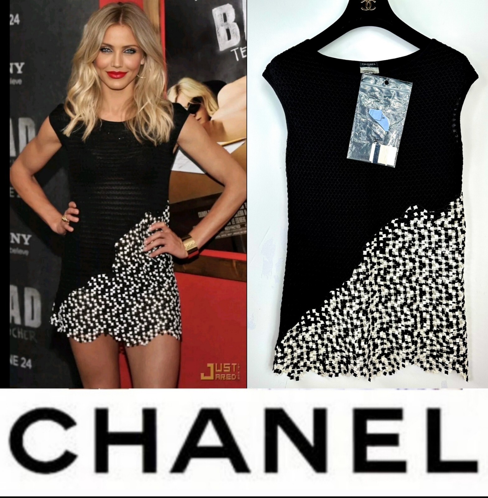 4K Chanel 2011 Cameron Black White Crochet Mini Dress 34 36 2 4 Top Tunic XS S