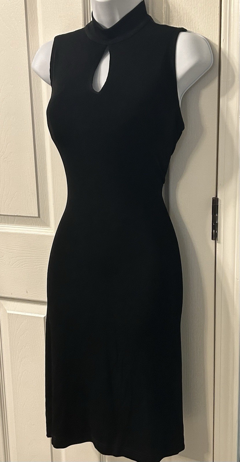 Black Slinky 90s Keyhole Built In Padded Bra Dress Coldwater Creek Y2K Goth Punk
