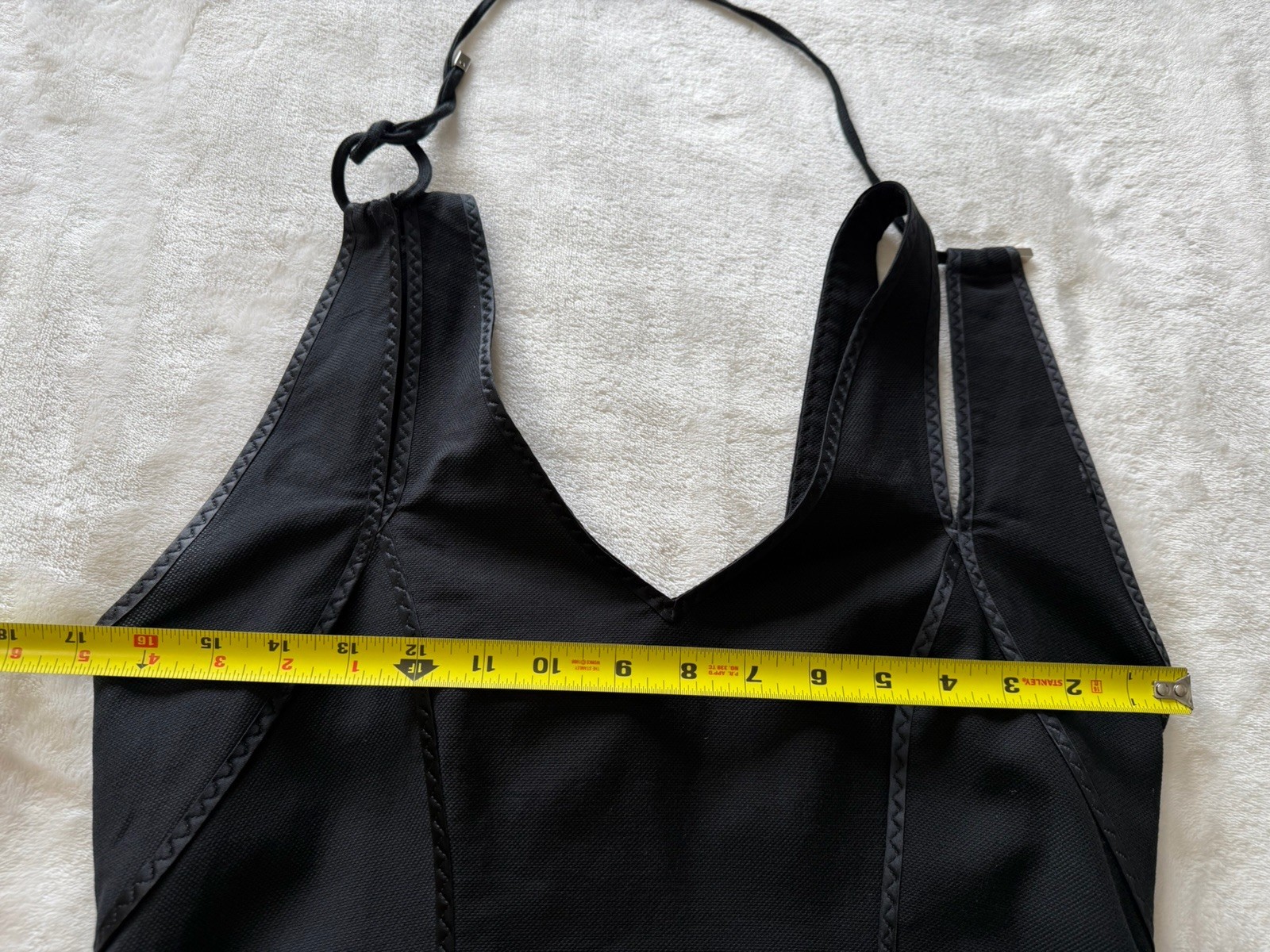 SPORTMAX Max Mara Sz US 12 Black Cotton Silk Trim Halter Pencil Midi Dress
