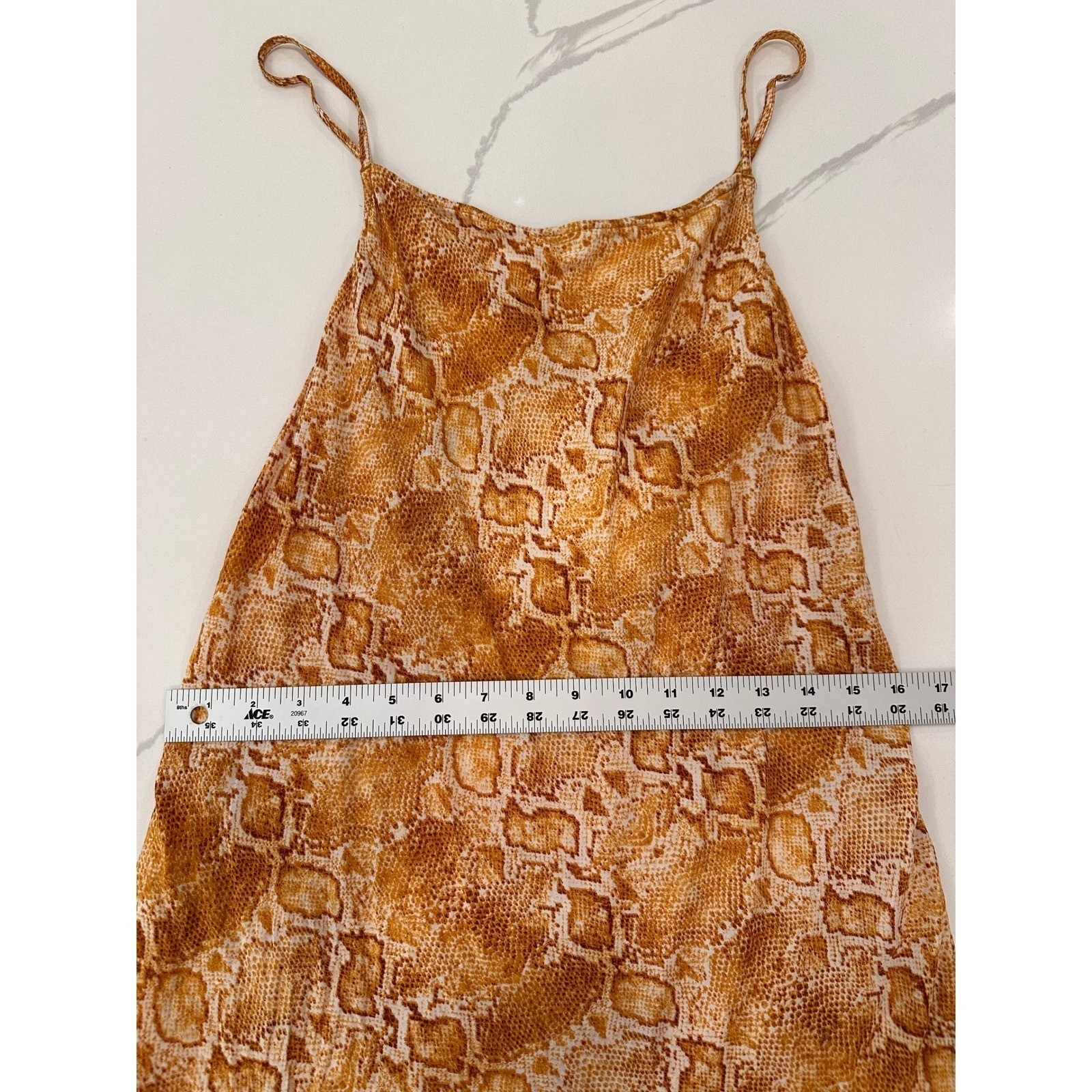 Billabong Snakeskin Print Mini Dress Criss Cross Back Small Yellow Boho Chic