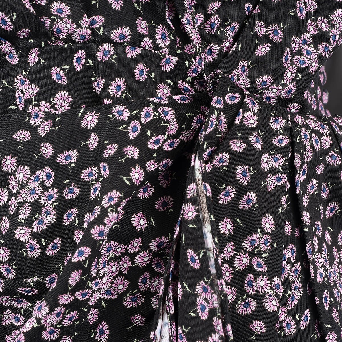 68084 auth MAGDA BUTRYM black & lilac viscose FLORAL DRAPED MINI Dress 38 S